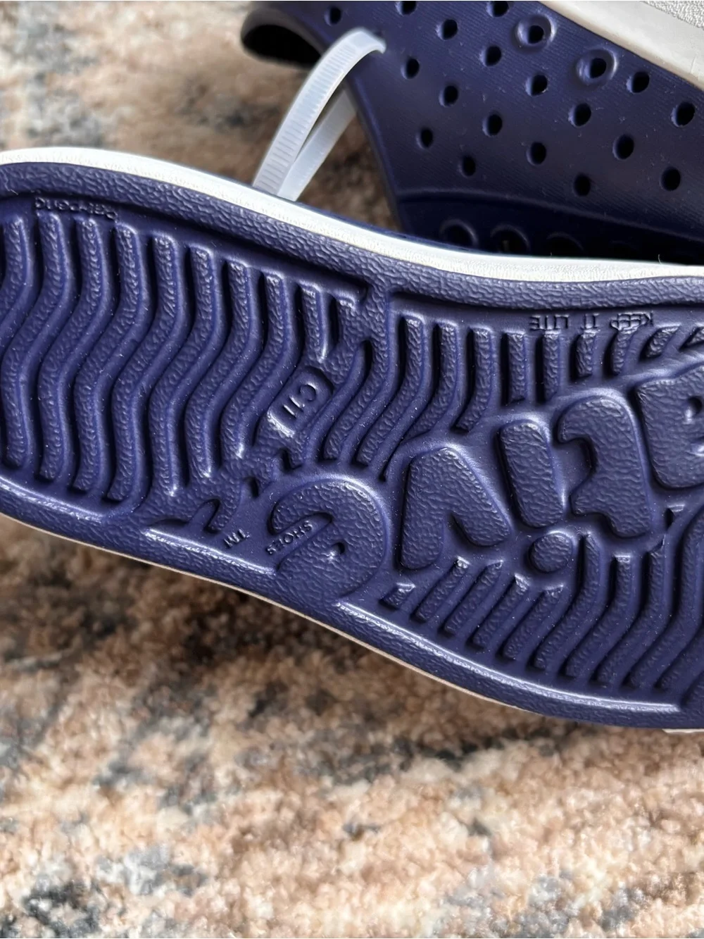 Native Kids Water Shoe Slip-On in Navy and Whit, 11c